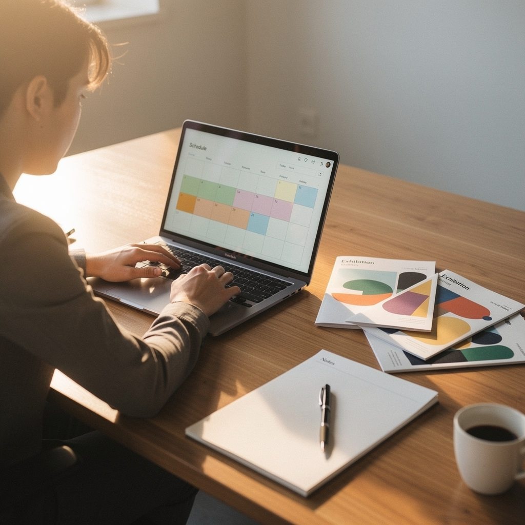 Our team gathered around a long table reviewing schedule sheets and printouts.